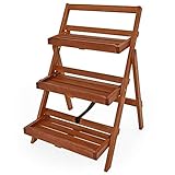 Casaria® Blumentreppe 79x59x56cm FSC®-zertifiziertes Akazienholz Indoor Outdoor Blumenregal Blumenleiter Regal Holz