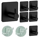 TUFA 8 Stück selbstklebende Haken, Wandhaken für Badezimmer, Klebehaken aus Edelstahl, drehbare Haken, Handtuchhalter, Wandhaken für Küche, Wohnzimmer und Büro (schwarz)
