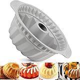 LANYOTA Gugelhupfform Silikon, Kuchenform mit Griff, Gugelhupf Backform Muffinförmchen Cupcake Kuchenform, Groß, Silikon, perfekte Backformen für Kuchen, Götterspeise, Gelatine, Brot (Grau)