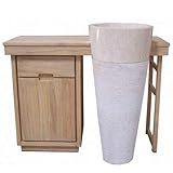 Waschbeckenplatz Samina aus Teak mit Waschsäule Breite vom Unterschrank 105 cm