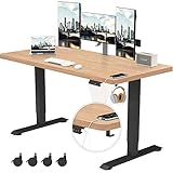 TRIUMPHKEY Schreibtisch 180x80 cm Schreibtisch Höhenverstellbar Elektrisch 4 Memory-Steuerung groß Höhenverstellbarer Schreibtisch Anti-Kollisions Stehpult Computertisch USB Elektrischer Rollen Eiche