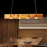 Holz Rustikal Pendellampe LED Pendelleuchte Esstisch Hängeleuchte Retro Höhenverstellbar Kronleuchter Kreative Loft Industrielle Vintage Droplight Büro Bar Hängelampe Beleuchtung