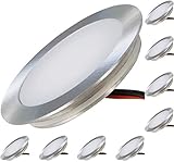 ETT Distribution GmbH 12V LED Bodeneinbauleuchten Ultra flach 9 x 0.5W Wandstrahler Tom 4000K Rund IP67 Bodeneinbauspots Trittfest Begehbar Lochausschnitt: 45.5mm