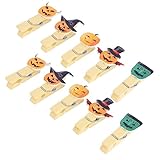 BESTonZON 40 Stück Foto-Ordner Mini-Wäscheklammern Mini-Snacks Halloween-Snacks Clips Kürbis-Snacks Miniaturen Kunsthandwerk Bunte Holzklammer Dekorative Klammer Aus Holz