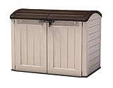 Keter 17199414 Mülltonnenbox Store it Out Ultra, Holzoptik, Kunststoff, für 2x 360 Liter Mülltonnen, beige/braun