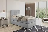 Kreative Furniture & Design Boxspringbett Bari 80 x 200 mit Bettkasten, Bonell-Federkernmatratze, Freistehendes Bett, Doppelbett mit Bonell-Matratze und Topper, Polsterbett, Bett (Hellgrau)