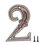 Zayookey Hausnummern aus Gusseisen 12 cm Adressnummernschild Metal House Numbers Rustikale Hausnummern aus Metall für Draußen Briefkasten Garten Tür (Nummer 2)