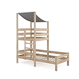 VitaliSpa Kinderbett Tom 90x200cm Spielturm Bett Spielbett Jugendbett Hausbett (Natur ohne Matratze)