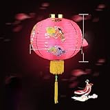 Chang'e Mid-Autumn Bunte Tome Lampe Outdoor Wasserdicht Rote Laterne Dekoration Chinesischer Balkon Kleine Glocke Pfeffer Hängend - Rosa 35,6 cm