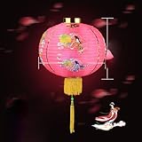 Chang'e Mid-Autumn Bunte Tome Lampe Outdoor Wasserdicht Rote Laterne Dekoration Chinesischer Balkon Kleine Glocke Pfeffer Hängend - Rosa 35,6 cm
