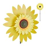 Relaxdays Windrad Blume, Deko Sonnenblume, für Kinder, für Balkon, Terrasse und Garten, Gartenstecker, 70 cm hoch, gelb