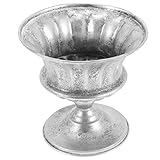 ULTECHNOVO Urne Pflanzgefäß Römische Säule Blumentopf Eisen Pflanzgefäß Blumenbehälter Eisen Blumenvase Für Hochzeit Geburtstag Balkon Garten Silber