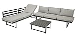 DEGAMO Loungeset Bogota aus Aluminium, 2X Sofa 210cm mit Liegefunktion, 1x Loungetisch 70x70cm, matt-grau beschichtet