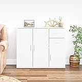 JUNZAI Sideboard, Flurschrank, Kommode Schlafzimmer, Sideboard Wohnzimmer, Flur Kommode, Beistellschrank, Kommodenschrank, Weiß 91x29,5x75 cm Holzwerkstoff