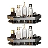 Duschablage Duschregal Badregal Aluminium-Wand-Dusch-Eck-Caddy Ohne Bohren, Aufbewahrungsorganisator Für Toilette Und Küche Badezimmer Regal Bad Regal (Color : Nero, Size : 2pcs)