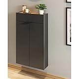 Lomadox Flurschrank Schuhschrank 56cm in grau mit Eiche ideal für schmale Flure, B/H/T ca. 56/97/22 cm