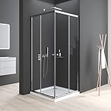 Boromal Duschkabine Eckeinstieg 75x75cm Schiebetür 6mm ESG Glas Duschabtrennung Dusche Duschwand Höhe 185cm