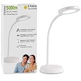 Lumare LED Schreibtischlampe 6W | Kunststoff | Schwenkbare Leselampe für Büro oder Zuhause | UltraSlim Tischleuchte mit 500lm Besonders Augenschonend | Soft Touch | Weiß