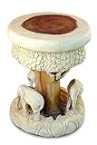 Kinaree Massivholz Beistelltisch TATAI - 43cm Blumenhocker aus Akazie in Form eines Baumes mit Elefanten