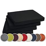 sunnypillow 4er Set Stuhlkissen Polsterauflage Auflage für Stühle/Bänke in Haus und Garten Sitzkissen Sitzauflage Gartenkissen viele Farben zur Auswahl 40 x 40 x 5 cm Schwarz