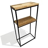 FLEXISTYLE Konsolentisch schwarz Metall Holz Eiche Industrial LOFT Design (40x80x20 Zwei Regale)