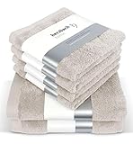 herzbach home Premium Handtuch Set 6-teilig (Sandgrau) – 4 Handtücher 50x100cm & 2 Duschtücher 70x140cm – Hochwertige, weiche & saugstarke Handtücher in natürlicher Baumwolle