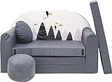 Pro Cosmo Kindersofa Bettfunktion 3in1 Sofa + Gratis Polsterhocker und Kissen Kindermöbel Set - AX2