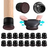 Schutzkappen Für Stuhlbeine mit Filz, Gummi stuhlbeinkappen, Filzauflage, Möbelmatte Für Hartholzböden Rund Schwarz, Durchmesser 19-25mm 16pcs