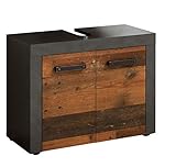 trendteam smart living Badezimmer Waschbeckenunterschrank Unterschrank Indy, 72 x 56 x 34 cm in Front Old Wood, Korpus und Absetzung Matera mit viel Stauraum