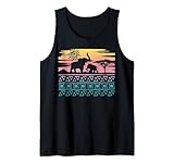 Afrikanische Dekofigur Elefant, Retro, Sonnenuntergang Tank Top