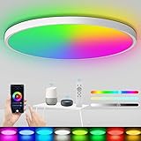 Heyseven LED Deckenleuchte Dimmbar, Alexa Deckenlampe mit Fernbedienung, 24W 2400LM RGB Farbwechsel LED Panel, Wifi App Steuerbar Smart Lampe für Wohnzimmer, Schlafzimmer, Kinderzimmer