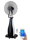 Sichler Haushaltsgeräte Luftkühler: Stand-Sprühnebel-Ventilator mit Oszillation, WLAN, App, Timer, 80 Watt (Sprüh-Ventilator)