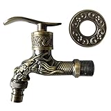 Fayemoon129 Vintage Wasserhahn, Antik Messing Wasserhahn,Garten Wasserhahn im Antik-Stil, Drachengeschnitzter für Zu Hause Küche Bad Outdoor Garten…