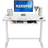 FLEXISPOTElektrisch Höhenverstellbarer Schreibtisch mit Touch Funktion & USB, Elektrischer Schreibtisch (Weiß MDF)