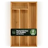 Blumtal Besteckkasten für Schubladen - Bambus Schubladen Organizer Küche passend für IKEA Maximera, 4 Fächer als Schubladen Ordnungssystem für Besteck, Haushaltsartikel und Bastelmaterialien