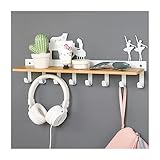 LOTIKS Garderobenleiste Metall Bambus-Eingangsbereich Organizer Regal Wandmontage Garderobe Mit 8 Haken For Wohnzimmer Badezimmer Küche (Color : White A, Size : 44 * 8.2 * 9.2cm)
