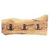 Lantelme Wandgarderobe Holz 4 Haken Garderobenhaken ca. 45cm bis 52cm Olivenholz Kleiderhaken