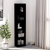 BULANED Bücherregal 5 Fächer, Bookshelf, Regalbrett, Book Shelf, Bücher Regal, Deko Regal Wohnzimmer, Standregal, Schwarz 40×24×175 cm Spanplatte