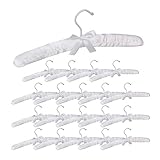 Relaxdays 20 x Kleiderbügel Satin, weich gepolstert, 360° drehbarer Haken, dekorative Schleife, Satinbügel, 38 cm breit, weiß
