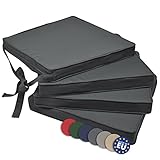 Beautissu Loft SK Stuhlkissen 45x40 cm Anthrazit - 4er Set Stuhlpolster mit Bändern Sitzkissen für Stühle, Sitzpolster Set rutschfest mit Befestigungsbändern Sitzauflage Polsterauflage