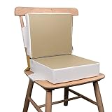 Kalawen Sitzerhöhung Stuhl Kind 2 Stücke Sitzkissen Kinder Baby PU Waschbar Tragbare Stuhl Sitzerhöhung mit Gurte Kindersitzkissen fur Kinder über Zwei Jahre, Khaki