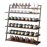 GGFLY schuhregal Organizer 5-stufiges Schuhregal für 24 Paar freistehendes Schuhregal aus Holz mit schrägem Design Schuhturm für High Heels und Hausschuhe (braun) schuhablage