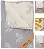 BEARFOOT Babydecke aus 100% Bio Baumwolle - Made in Germany - Oeko-TEX - Kuscheldecke flauschig weiche Decke Baby/Kinder Geschenk Junge & Mädchen zur Geburt, Baby Erstausstattung (Regenbogen GRAU)