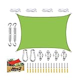 wasserdichte Rechteckige Sonnensegel-Markise, UV-Schutz-Schattennetz for Terrasse, Terrasse, Camping, Garten Im Freien (Color : Green, Size : 4x4m)