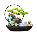 Zimmerbrunnen/Brunnen Indoor-Wasserbrunnen, künstlicher Bonsai und Buddah-Statut-Tischbrunnen mit LED-Leuchten, Zen-Brunnen for Zuhause, Büro, Schlafzimmer, Schreibtischdekoration Desktop Brunnen