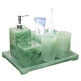 Emerald Green Seifenspender Seife Pumplicht Luxus Bad-Accessoires Bad Set Harz Dusche Pump 7,7 Unzen / 13,5 Unzen / 16,9 Unzen Lotionspender (Color : 6-Piece Bathroom Set)