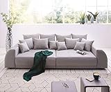 DELIFE Bigsofa Violetta Grau 310x135 cm abgesteppt inklusive 12 Kissen Big-Sofa