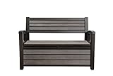 Keter Gartenbank Hudson Bench, Polypropylen, 139x64x89 cm, grau, inkl. Auflagenbox 138 cm, grau