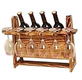 BPILOT Weinregal Weinregal Aus Massivem Holz, Verkehrt Herum, Europäischer Weinhalter, Haushaltsdekoration Flaschenregal (Color : F, Size : 49 * 23 * 35cm)