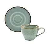 Kaffeetasse Teetasse Cappuccinotasse + Untertasse NATURE COLLECTION | Steinzeug | Stone - Grau | 200 ml